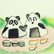 Meu projeto do curso: Ilustração em aquarela com influência japonesa - O PANDA ONIGIRI . Traditional illustration, Drawing, and Watercolor Painting project by carolinesuzuki - 08.05.2024