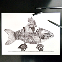 Ilustración surrealista con rotuladores Ein Projekt aus dem Bereich Traditionelle Illustration, Zeichnung, Realistische Zeichnung, Artistische Zeichnung, Illustration mit Tinte und Bildende Künste von Ronald Mantilla - 16.07.2024