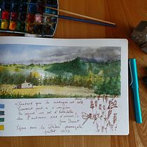 Mon projet du cours : Carnet de voyage à l’aquarelle. Traditional illustration, Watercolor Painting, Architectural Illustration, and Sketchbook project by france_arnoult - 08.09.2024