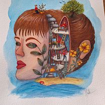 Mi proyecto del curso: Ilustración surrealista con acuarela y tinta. Traditional illustration, Fine Arts, Painting, Drawing, and Watercolor Painting project by Martha Ortiz - 08.11.2024