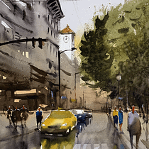 My project for course: Urban Landscapes in Watercolor Ein Projekt aus dem Bereich Bildende Künste, Aquarellmalerei und Architektonische Illustration von Surajit Bhattacharjee - 21.07.2024