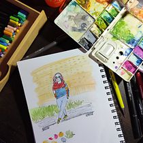 Meu projeto do curso: Sketchbook experimental: encontre seu estilo de desenho. Un proyecto de Ilustración tradicional, Bocetado, Creatividad, Dibujo, Pintura a la acuarela, Sketchbook y Pintura gouache de Regi Santos - 07.08.2024