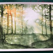 My project for course: Dreamy Watercolor Landscapes: Paint with Light. Un projet de Peinture , et Aquarelle de genevievebrodeur4343 - 14.08.2024