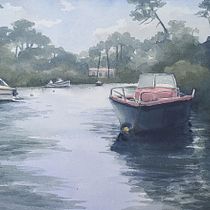 Mon projet du cours : Peinture de paysages marins à l'aquarelle. Painting, Watercolor Painting, and Naturalistic Illustration project by Evelyne Drouère - 08.17.2024