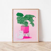 Risographie chat plante. Arts, Crafts, Digital Illustration, and Printing project by Laura Wohlgehaben - 08.18.2024
