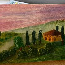 My project for course: Landscapes with Oil Pastels and Crayons: Playing with Light. Traditional illustration, Fine Arts, Pencil Drawing, Drawing, and Artistic Drawing project by Zeynep Çakırca - 08.19.2024