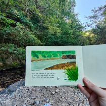Un día soleado en el río. Traditional illustration, Watercolor Painting, Architectural Illustration, and Sketchbook project by Alaia Patino Dominguez - 08.20.2024