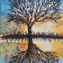 Árbol ancestral. Un proyecto de Bellas Artes, Pintura y Pintura a la acuarela de Juanpa Sasiaín - 21.08.2024