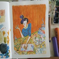 My project for course: Exploratory Sketchbook: Find Your Drawing Style. Un proyecto de Ilustración tradicional, Bocetado, Creatividad, Pintura a la acuarela, Sketchbook, Dibujo y Pintura gouache de jamlebrilla - 22.08.2024