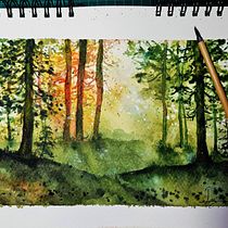 Mi proyecto del curso: Paisajes de ensueño con acuarela: plasma la luz. Un projet de Aquarelle de maria miranda - 23.08.2024