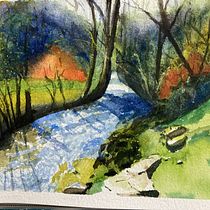 My project for course: Painting Realistic Watercolor Landscapes. Projekt z dziedziny  Sztuki piękne,  Malarstwo, Sketching, Malowanie akwarelą, Ilustracja naturalist i czna użytkownika nilguncakar2 - 26.08.2024