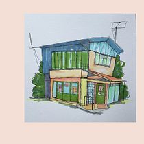 Mijn project van de cursus: Creëer expressieve architecturale schetsen met kleurstiften Ein Projekt aus dem Bereich Skizzenentwurf, Zeichnung, Architektonische Illustration, Sketchbook und Illustration mit Tinte von Ingrid van den Brink - 27.08.2024