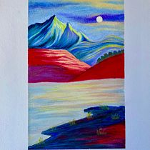 My project for course: Landscapes with Oil Pastels and Crayons: Playing with Light. Traditional illustration, Fine Arts, Pencil Drawing, Drawing, and Artistic Drawing project by maryamadim - 08.28.2024