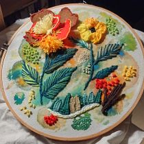 My project for course: Embroidery and Watercolor Basic Techniques. Painting, Watercolor Painting, Embroider, and Textile Design project by ewa - 08.29.2024
