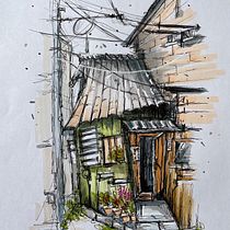 Mój projekt z kursu: Rysunek architektoniczny: kolor i artystyczna ekspresja Ein Projekt aus dem Bereich Skizzenentwurf, Zeichnung, Architektonische Illustration, Sketchbook und Illustration mit Tinte von Agnieszka - 30.08.2024