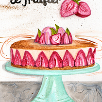 Le fraisier em aquarela. Projekt z dziedziny Trad, c, jna ilustracja,  Sztuki piękne,  Malarstwo i Malowanie akwarelą użytkownika Isabella Brendler - 27.08.2024