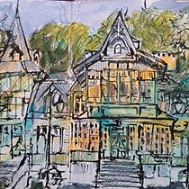 Mój projekt z kursu: Rysowanie miejskiego krajobrazu technikami mieszanymi Ein Projekt aus dem Bereich Traditionelle Illustration, Malerei, Architektonische Illustration und Illustration mit Tinte von Paulina Kowalczyk - 31.08.2024