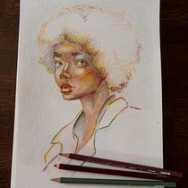 My project for course: Vibrant Portrait Drawing with Colored Pencils. Desenho, Desenho de retrato, Sketchbook, e Desenho com lápis de cor projeto de miriam_brejcakova - 01.09.2024