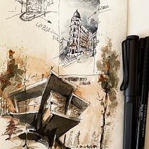 Meu projeto do curso: Desenho arquitetônico expressivo com marcadores coloridos Ein Projekt aus dem Bereich Skizzenentwurf, Zeichnung, Architektonische Illustration, Sketchbook und Illustration mit Tinte von Nelson Martins - 02.09.2024