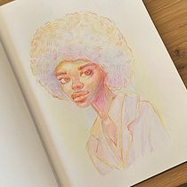 Mijn project van de cursus: Teken levendige portretten met kleurpotloden. Desenho com lápis de cor, Desenho, Desenho de retrato, e Sketchbook projeto de samsamara - 02.09.2024