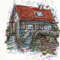 Mein Abschlussprojekt für den Kurs: Expressive Architekturskizzen mit Markern Ein Projekt aus dem Bereich Architektonische Illustration, Zeichnung, Illustration mit Tinte, Sketchbook und Skizzenentwurf von Andrea Acker - 03.09.2024
