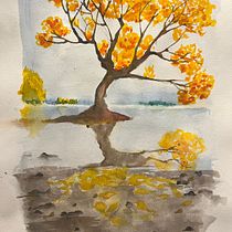 My project for course: Painting Realistic Watercolor Landscapes. Projekt z dziedziny Ilustracja naturalist, czna,  Malarstwo, Sketching, Malowanie akwarelą i  Sztuki piękne użytkownika Noor Balfaqih - 13.09.2024