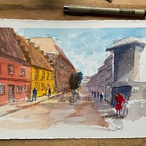 My project for course: Architectural Sketching with Watercolor and Ink. Drawing, Watercolor Painting, Architectural Illustration, Sketchbook, Ink Illustration, and Sketching project by Henrik Lemee - 09.09.2024