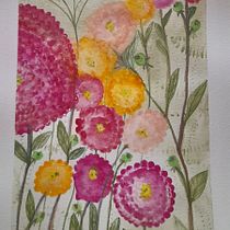 Dahlias - My project for course: Artistic Floral Watercolor: Connect with Nature. Ilustração botânica, Ilustração tradicional, Pintura em aquarela, e Pintura projeto de Silvia Belo Oliveira - 18.09.2024