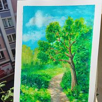My project for course: Landscape Painting with Gouache for Beginners Ein Projekt aus dem Bereich Gouachemalerei, Malerei, Bildende Künste und Naturalistische Illustration von Julia - 22.09.2024