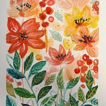 Mein Abschlussprojekt für den Kurs: Blumenkompositionen mit Aquarell: Verbinde dich mit der Natur. Ilustração botânica, Ilustração tradicional, Pintura, e Pintura em aquarela projeto de Katja Bader - 22.09.2024