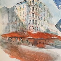 Mon projet du cours : Dessin architectural à l’aquarelle et à l’encre. Drawing, Watercolor Painting, Architectural Illustration, Sketchbook, and Sketching project by Sarah Shomrai - 09.22.2024