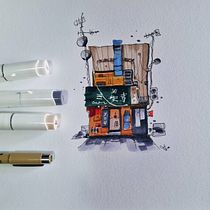 Il mio progetto del corso: Disegno architettonico espressivo con pennarelli colorati Ein Projekt aus dem Bereich Architektonische Illustration, Zeichnung, Illustration mit Tinte, Sketchbook und Skizzenentwurf von ilaria_mi - 25.09.2024