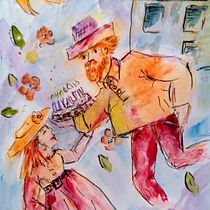 Happy Birthday. Criatividade, Desenho, Ilustração tradicional, Pintura em aquarela, Sketchbook, e Esboçado projeto de Margit (Meck) Schneider - 26.09.2024