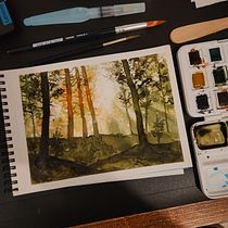 Meu projeto do curso: Paisagens de sonhos com aquarela: pintura com luz. Un projet de Peinture , et Aquarelle de Zé Leite - 26.09.2024