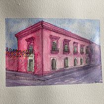 A Red House. Drawing, Watercolor Painting, Architectural Illustration, Sketchbook, Ink Illustration, and Sketching project by jesusd_hbrun - 09.28.2024