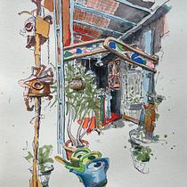 Mein Abschlussprojekt für den Kurs: Expressive Architekturskizzen mit Markern Ein Projekt aus dem Bereich Architektonische Illustration, Zeichnung, Illustration mit Tinte, Sketchbook und Skizzenentwurf von bara_s - 29.09.2024