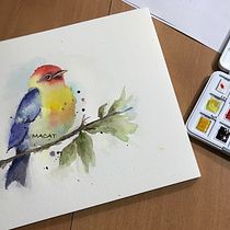 Mi proyecto del curso: Acuarela artística para ilustración de aves. Traditional illustration, Watercolor Painting, Realistic Drawing, and Naturalistic Illustration project by Maria Cat - 09.30.2024