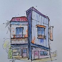 Mein Abschlussprojekt für den Kurs: Expressive Architekturskizzen mit Markern Ein Projekt aus dem Bereich Architektonische Illustration, Zeichnung, Illustration mit Tinte, Sketchbook und Skizzenentwurf von Rosemarie - 07.10.2024