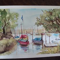 My project for course: Watercolor Techniques for Painting Seascapes. Naturalistic Illustration, Painting, and Watercolor Painting project by Lori Chaplin - 10.17.2024