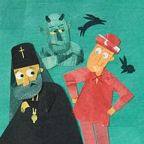 Illustration for Alexander Pushkin's "Tale of the Priest and of His Workman Balda". Collage, Traditional illustration, Children's Illustration, Narrative, Paper Craft, and Creating with Kids project by maharani - 10.08.2024