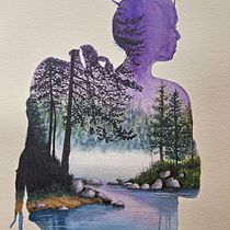 Mi proyecto del curso: Acuarela con doble exposición: pintura de naturaleza. Een project van Traditionele illustratie, Naturalistische illustratie, Realistische tekening y Aquarelschilderen van Martha Ortiz - 23.10.2024