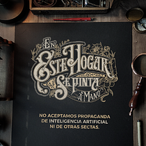 Lettering victoriano: En este hogar se pinta a mano. Calligraph, Digital Lettering, Graphic Design, Lettering, Packaging, and Poster Design project by Carlos Méndez - 10.28.2024