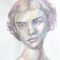 Mi proyecto del curso: Retrato artístico en acuarela. Fine Arts, Portrait Drawing, Painting, and Watercolor Painting project by elchivo - 11.03.2024