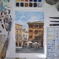 My project for course: Modern Techniques for Watercolor Cityscapes. Un progetto di Pittura e Pittura ad acquerello di dfrn ang - 12.11.2024