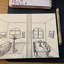 My project for course: Artistic Perspective: Interior Spaces from Your Point of View  Ein Projekt aus dem Bereich Architektur, Zeichnung, Traditionelle Illustration und Architektonische Illustration von Zeynep Kaya - 13.11.2024