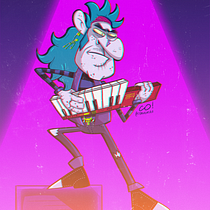 Andrew Skullshredder - The Keytar player. Un projet de Dessin, Conception de personnages et Illustration traditionnelle de Felipe Mello - 12.11.2024