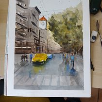 Mon projet du cours : Paysages urbains à l’aquarelle Ein Projekt aus dem Bereich Aquarellmalerei, Bildende Künste und Architektonische Illustration von cosmobulle64 - 20.11.2024