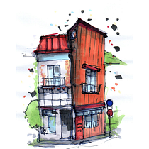 Meu projeto do curso: Desenho arquitetônico expressivo com marcadores coloridos Ein Projekt aus dem Bereich Architektonische Illustration, Zeichnung, Illustration mit Tinte, Sketchbook und Skizzenentwurf von margaridacardoso5 - 18.11.2024
