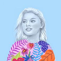 Retrato con lápiz, técnicas de color y Photoshop. Projekt z dziedziny  Sztuki piękne, Portret, Trad, c, jna ilustracja, Ilustracja c, frowa,  R, sunek, R i sunek ołówkiem użytkownika Patricia Moravec - 15.11.2024