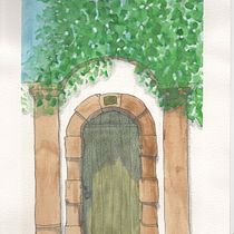 Door, Santiago do Cacém, Portugal - My project for course: Architectural Sketching with Watercolor and Ink. Drawing, Watercolor Painting, Architectural Illustration, Sketchbook, Ink Illustration, and Sketching project by Silvia Belo Oliveira - 11.26.2024